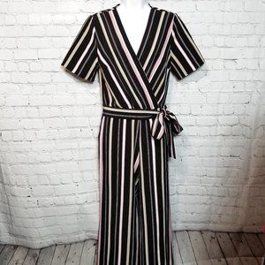 New York & Company Striped Jumpsuit With Belt